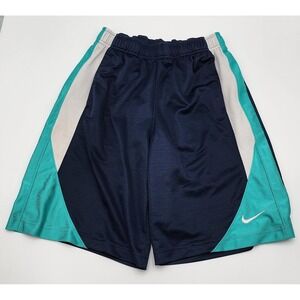 Nike Kids Athletic Shorts Navy Blue Teal‎ White Activewear Medium Basketball
